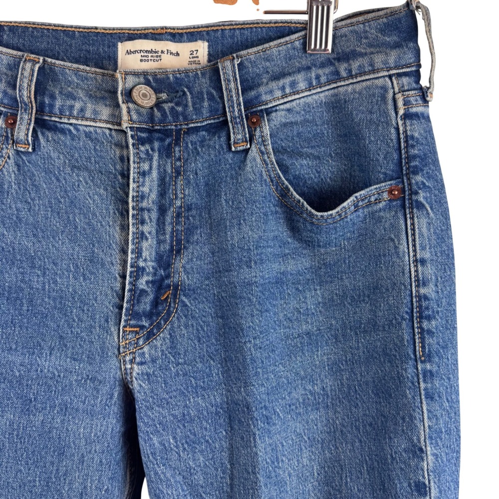 Abercrombie & Fitch Bootcut Jeans Women 27 Long Blue Mid Rise Denim Flared Leg